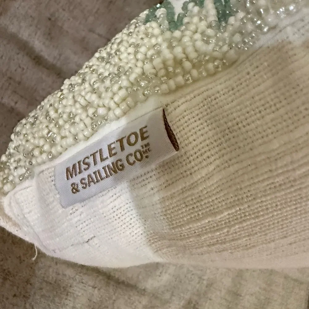 Set of 2 Mistletoe & Sailing Co Beaded Christmas Tree Pillows 12x20